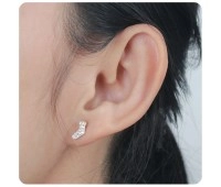 Christmas Sock With Crystal Silver Stud Earrings STS-5517